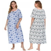 Női Molett méretű hosszú nyomtatott alvás ing hálóing alkalmi hosszú ruha