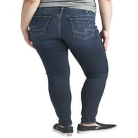 Ezüst Jeans Co. plusz méret Suki Mid Rise Skinny Jeans derékméret 12-24