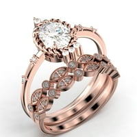 Káprázatos Art nouvea 2. Karátos ovális vágott gyémánt Moissanite eljegyzési gyűrű, jegygyűrű ezüst 18k Rózsa aranyozással,