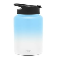 Egyszerű modern oz. Csúcstalálkozó vizes palack - rozsdamentes acélból készült, fémlombik fedelekkel - széles szájú