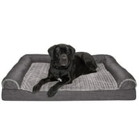 FurHaven Pet Products Luxe Fur & Performance Linen Cooling Gel Memory Foam kanapé stílusú kisállat ágy kutyáknak és