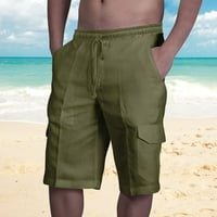 Férfi rövidnadrág a clearance 6$ férfi nyári divat Zsinóros rugalmas egyszínű laza alkalmi öt nadrág zöld L