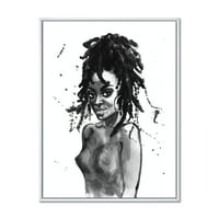 Designart 'Afrikai -amerikai nő fekete -fehér portréja v' Modern keretes vászon fal art nyomtatás