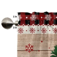 Abtel 1 Karácsonyi konyhai függönyök Blackout rövid Panel karnis nyomtatott Xmas fél függönyrúd zseb kockás hóember