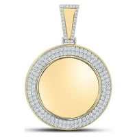 A gyémánt üzlet 10kt sárga arany férfi kerek gyémánt memória kör Charm medál 1 - Cttw