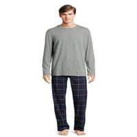 Hanes Men's Slub Jersey Top és Ultra Puha flanel pizsama nadrágkészlet, 2 darab, méret S-5XL