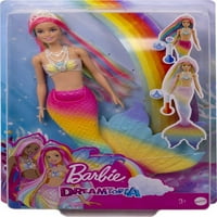 Barbie Dreamtopia sellő baba szivárványos hajjal, kék szemekkel és színváltási funkcióval