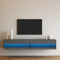 Tcbosik 80 falra szerelhető úszó TV állvány színes LED-ekkel (Fekete+szürke)