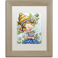 Védjegy Szépművészet Daisy Flower Fairy Canvas Art készítette: Jennifer Nilsson, White Matte, Birch Frame
