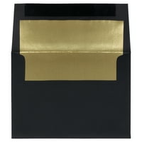 Egy fólia borítékok, 5,3x7,3, 25 csomag, fekete arany fóliával