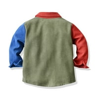 shpwfbe ruházat kisgyermek fiúk hosszú ujjú Téli ing felsők kabát felsőruházat babáknak patchwork színek kék piros