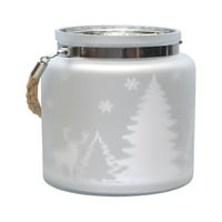 6 Rénszarvas és fa sziluett higany üveg dekoratív karácsonyi oszlop gyertyatartó fogantyúval