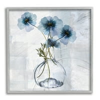 Stupell Industries Vivid Blue Blossom Leaf Sprig Glass Jar elrendezés Keretezett Wall Art, 12, Design, Mindy Sommers